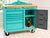 Art Deco Vintage Industrial Rolling Kitchen Island / Butcher Block Cart – Teal For Sale - Image 3 of 5