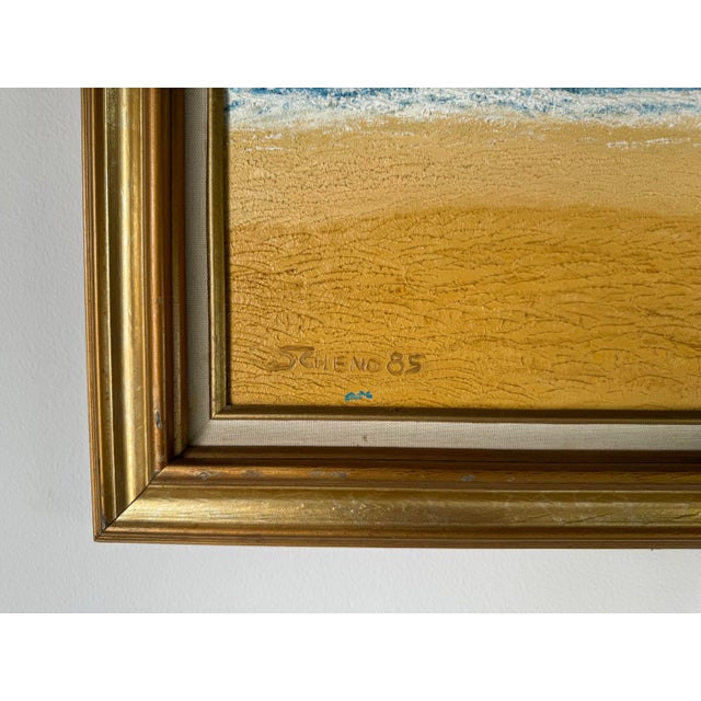 1980s 1980"s Scheno Ocean Sunrise Seascape Oil Painting, Framed For Sale - Image 5 of 11