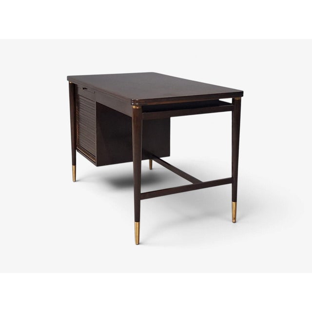 John Widdicomb, American Modern, Tambour Writing Desk, Walnut, Brass, Usa, 1960s For Sale In New York - Image 6 of 13