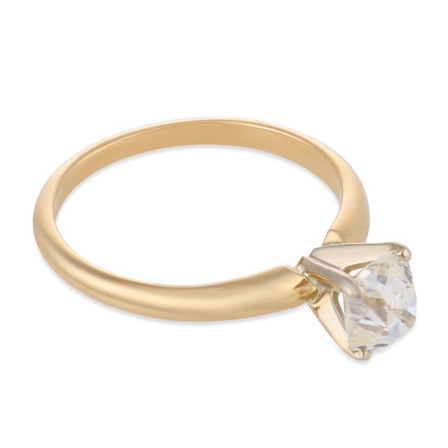 Mid 20th Century Mid 20th Century Gia 0.91 Carat Old Mine Cut Diamond 14k Yellow Gold Solitaire Engagement Ring, Size 5.75 For Sale - Image 5 of 5