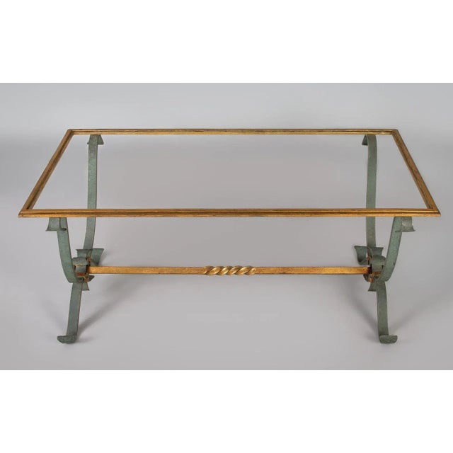 French Vintage Iron and Glass Coffee Table For Sale In Boston - Image 6 of 10