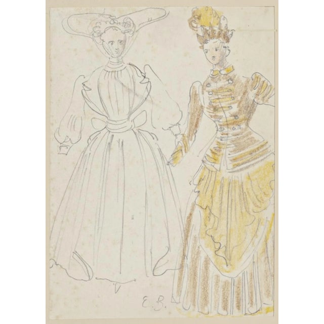Theatrical Costume is an original drawing in watercolor and pencil on paper, glued on cardboard, realized by Russian...