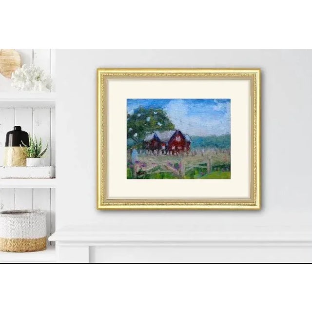 Textile Brown Shake House, Contemporary Landscape Oil Painting For Sale - Image 7 of 7