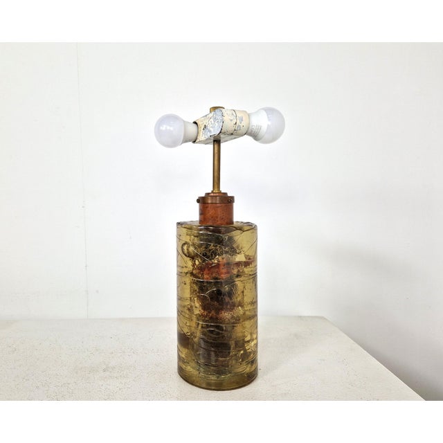 Vintage Resin and Copper Lamp, 1970s For Sale - Image 4 of 12