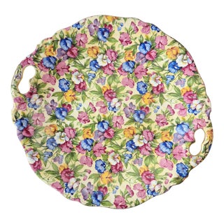 Vintage English Sweet Pea Chintz Tray from Royal Winton, 1930s For Sale