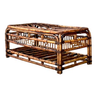 Vintage Brighton Rattan Coffee Table For Sale
