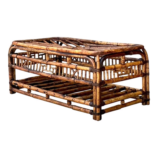 Vintage Brighton Rattan Coffee Table For Sale
