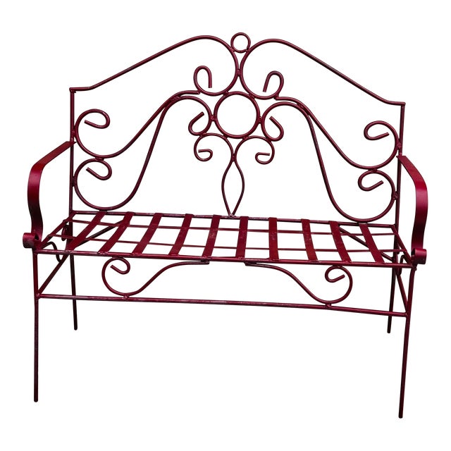 Vintage Iron Garden Bench For Sale
