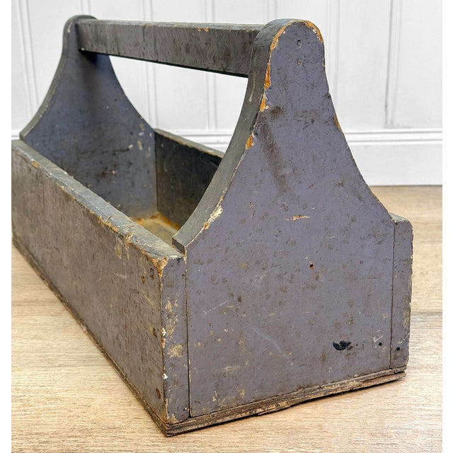 Wood Antique Primitive Wood Tradesman Tool Caddy Box For Sale - Image 7 of 9