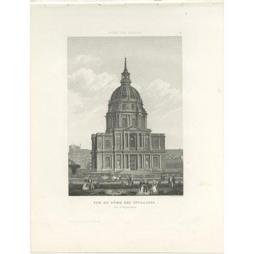 Paper Paris Monuments: Pantheon, Invalides, Bastille, Sulpice, Engravings, 1855, Set of 4 For Sale - Image 7 of 10