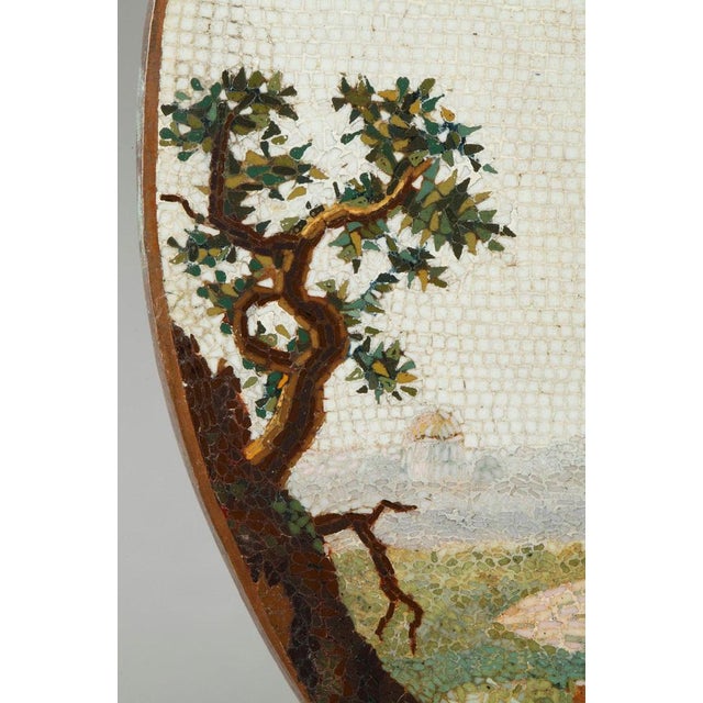 Stone Round Micromosaic Depicting Mausoleum of Cecilia Metella on the Appian Way, Early 19th Century For Sale - Image 7 of 15