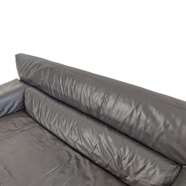 Wood Black Leather Brigadier Three-Seater High-Back Chair by Cini Boeri for Knoll For Sale - Image 7 of 13