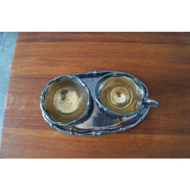 Exquisite set consisting of sugar bowl creamer and tray made by the world-renowned wmf (württembergische metallwaren...