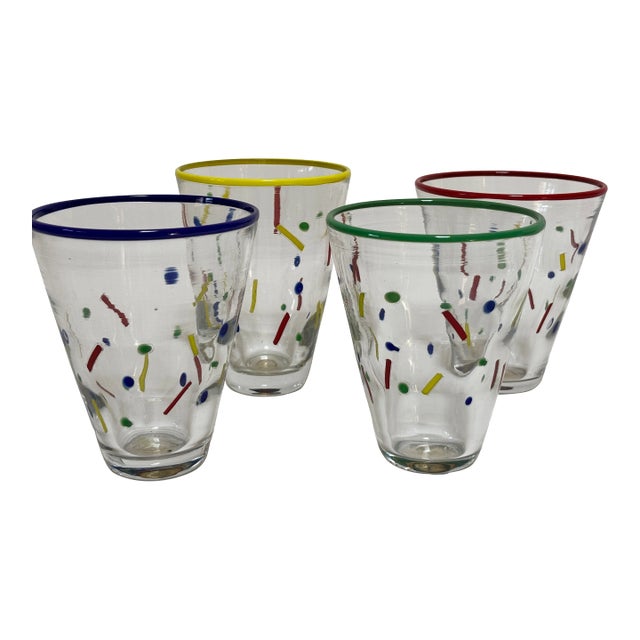 John Burchetta Set of 4 Hand Blown Murano Glass Tumblers, 1995 For Sale
