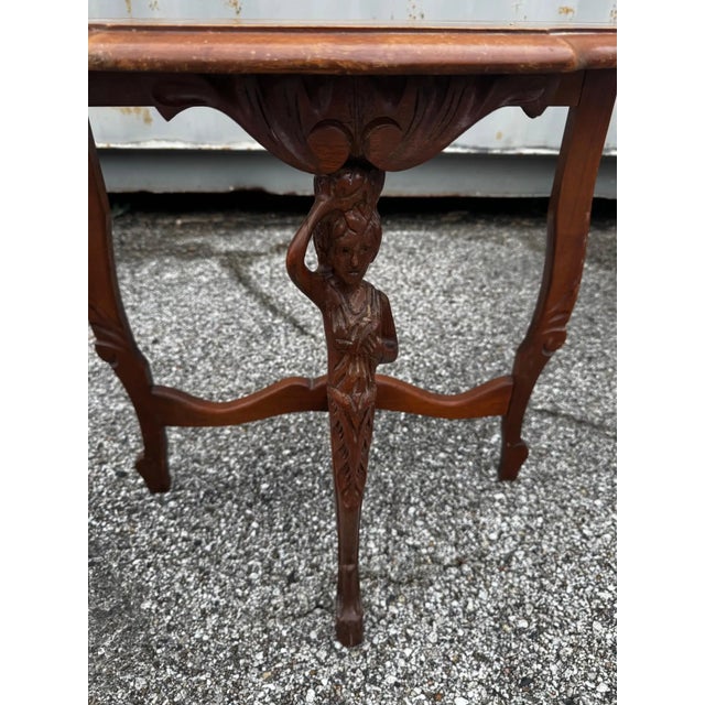 Early 20th Century Turn of the Century Figural Louis XV Style Demilune Table For Sale In Houston - Image 6 of 6