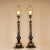 Victorian Vintage English Table Lamps Gold Ebonised Black Column Lamps - A Pair For Sale - Image 3 of 9