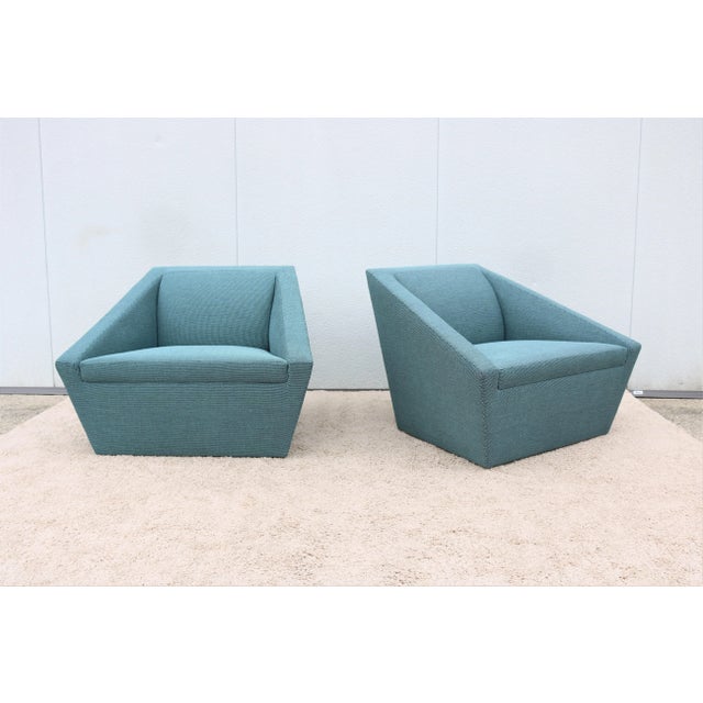 Modern Brad Ascalon for Bernhardt Design Navy Blue Pillar Lounge Chairs