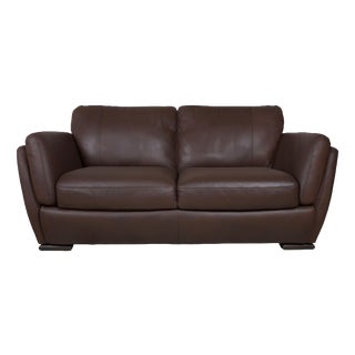 A399 2-Seater Dark Brown Leather Sofa from Natuzzi Editions For Sale