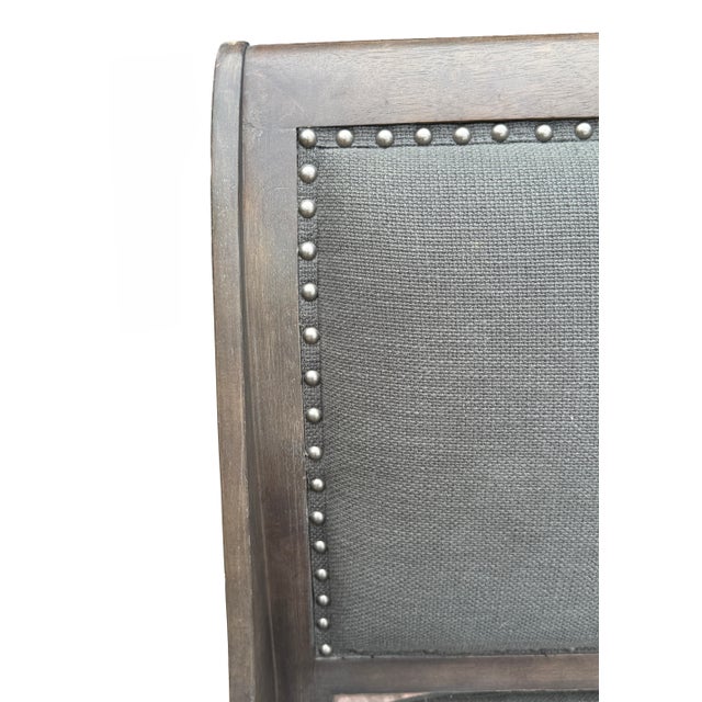 Transitional Bernhardt Set of Six Transitional Walnut Dining Chairs With Charcoal Upholstery For Sale - Image 3 of 14