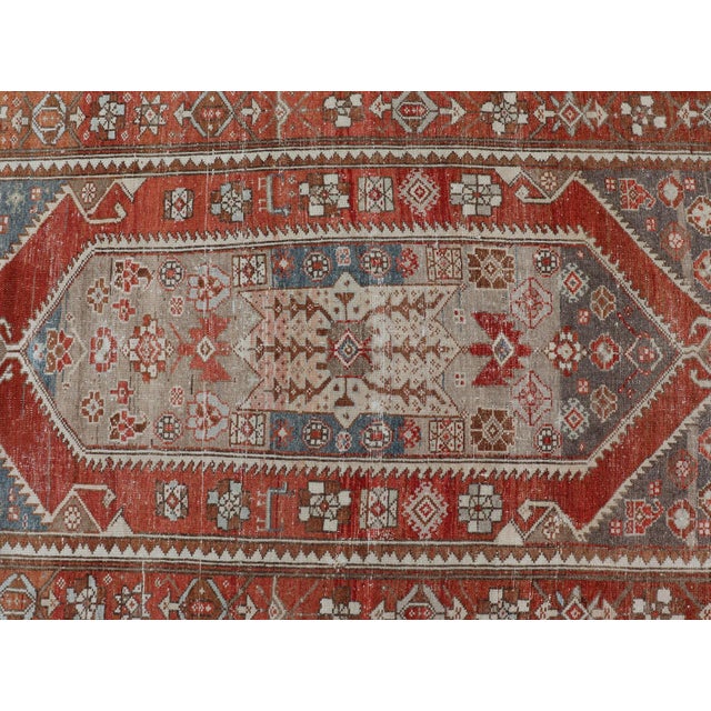 Textile Antique Persian Hamadan Rug With Central Mihrab Motif & Earth Tones 3'10 X 7'6 For Sale - Image 7 of 12