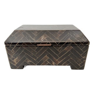 Tessellated Faux Horn Box Brown For Sale