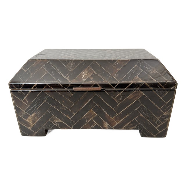Tessellated Faux Horn Box Brown For Sale
