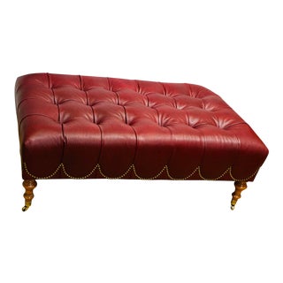 Red Edward Ferrell + Lewis Mittman Leather Ottoman For Sale