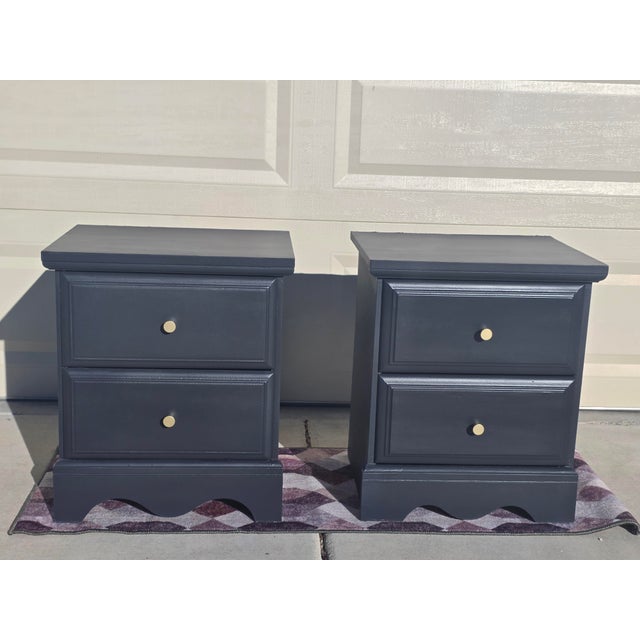 Moody Dark Nighstands Pair - Vintage For Sale - Image 9 of 9