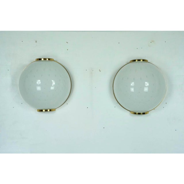 Large Round Murano Bullicante Glass Sconces with Brass, Italy, 1970s, Set of 2 For Sale - Image 12 of 13
