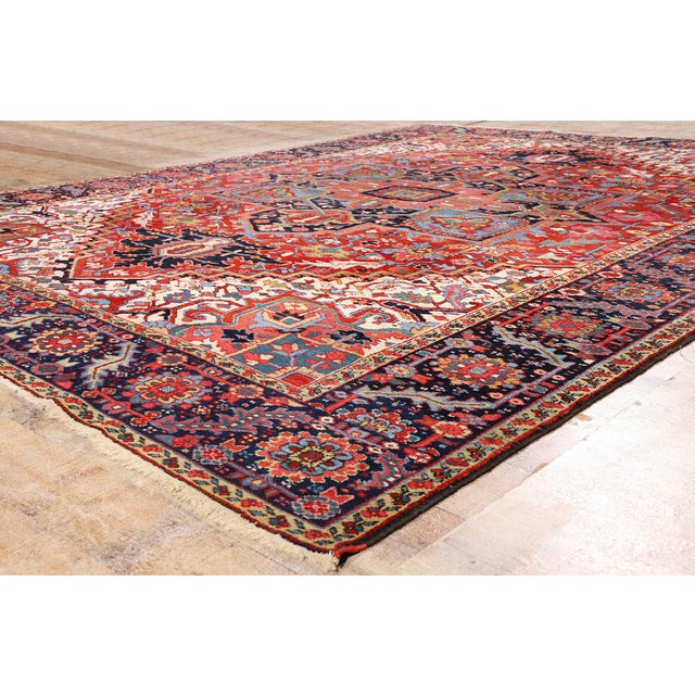 Red Vintage Persian Heriz Rug, 08'09 X 11'05 For Sale - Image 8 of 10