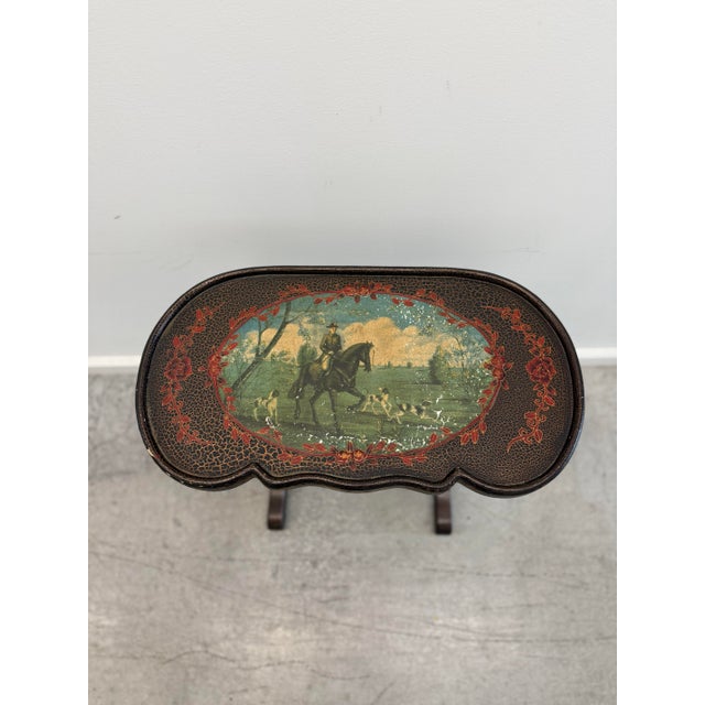 1970s Vintage Chinoiserie Japanned Accent Table With Drawer For Sale - Image 5 of 18