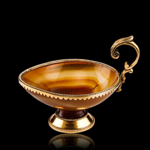 and Details We are delighted to offer this splendid silver gilt-mounted agate cup/pitcher made in France during the mid-...