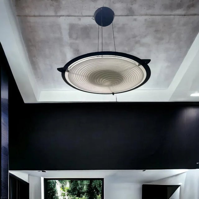 Black and White Architectural Murano Light Pendant by Paolo Venini, 1980s For Sale - Image 3 of 13