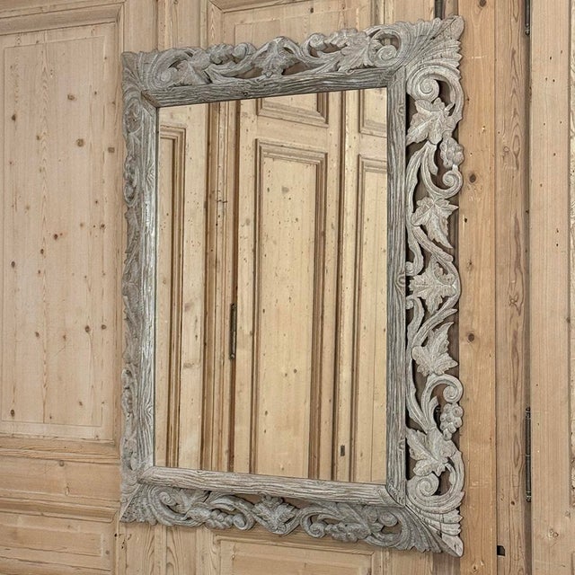 Early 20th Century Antique French Renaissance Hand-Carved Ceruse Oak Mirror For Sale - Image 5 of 18
