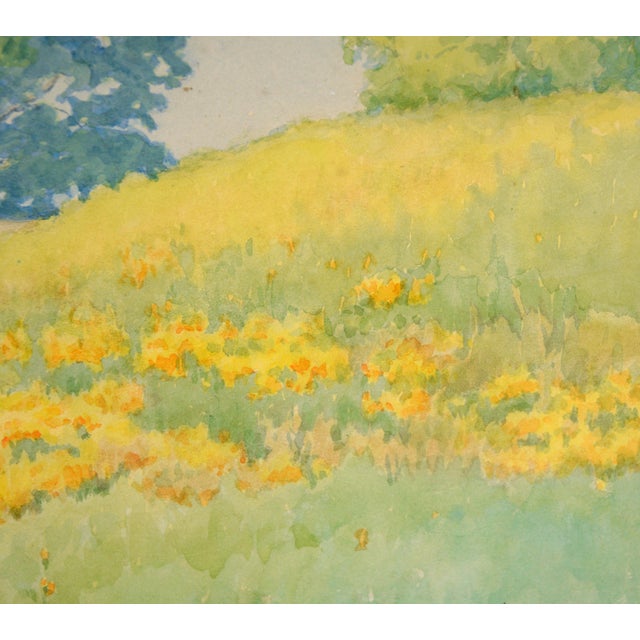 1920s California Golden Poppies and Blue Oaks - Rural Landscape in Watercolor on Paper by Marie English Williams For Sale - Image 5 of 10