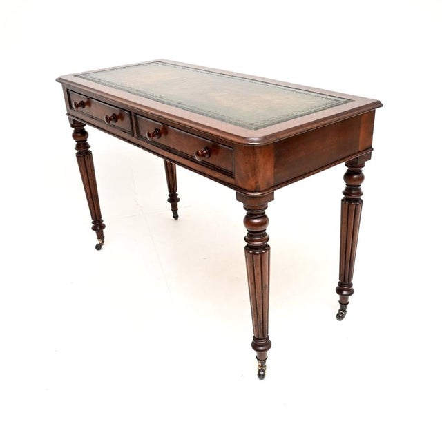 Antique Victorian Leather Top Writing Table, 1850s For Sale - Image 3 of 10