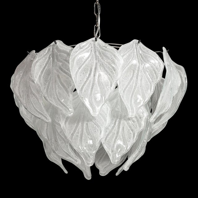 Mid-Century Hand-Blown Leaf Form Mottled Murano Glass Chandelier by Mazzega For Sale - Image 16 of 17
