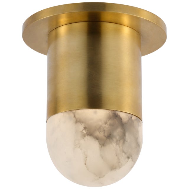 Melange Mini Monopoint Flush Mount in Antique-Burnished Brass with Alabaster Designer: Kelly Wearstler Canopy: 4.5" Round...