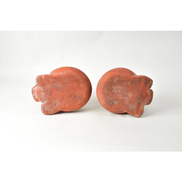 Mid 20th Century Vintage South American Folk Art Terracotta Jaguar Animal Planter Pair For Sale - Image 5 of 8
