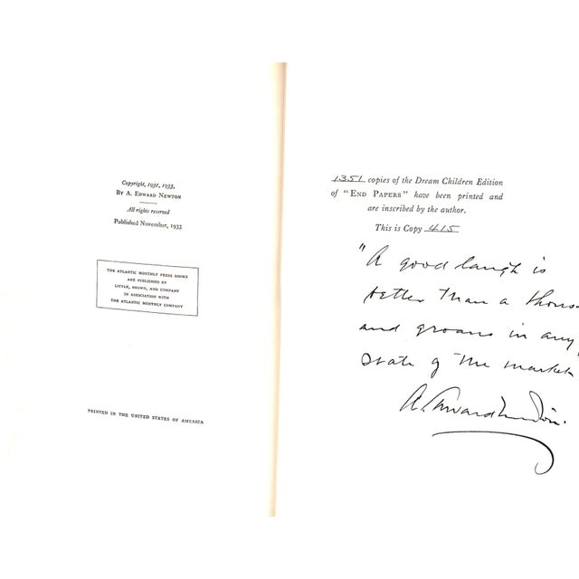 Traditional "End Papers: Literary Recreations" 1933 Newton, A. Edward For Sale - Image 3 of 8
