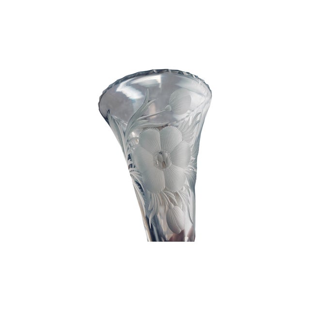 Antique Hand Blown Cut and Lead Crystal Trumpet Vase, 1910s For Sale - Image 9 of 9