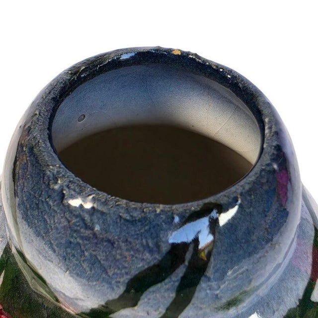 Vintage Hand-Painted Floral Art Pottery Petite Vase With Crazed Glaze For Sale - Image 12 of 16