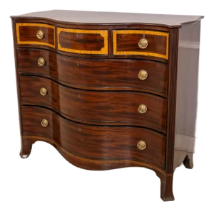 Antique Early 19th C. English Serpentine Mahogany Chest