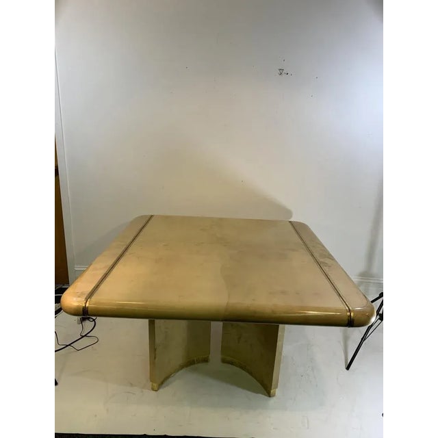 Aldo Tura Style Goatskin Double Pedestal Dining Table For Sale - Image 9 of 13