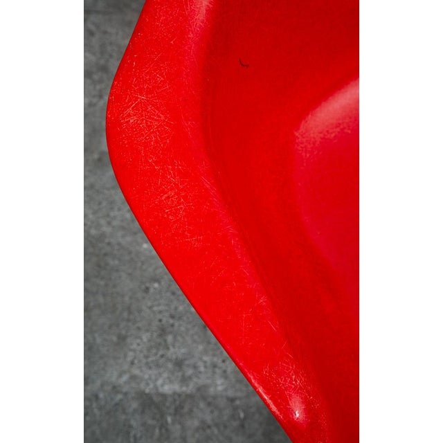 Metal Mid Century Modern Lounge Chair Ray Eames Herman Miller Red Arm Shell Modernica For Sale - Image 7 of 12