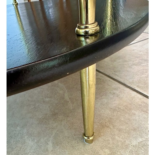 English Campaign Style Oval Wood & Brass 3-Tier Side Table For Sale - Image 13 of 18