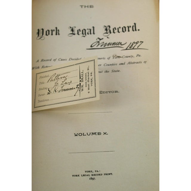 Antique Leather Marbled Book Paper Legal Record Books York County Pa - Set of 7 For Sale - Image 12 of 12