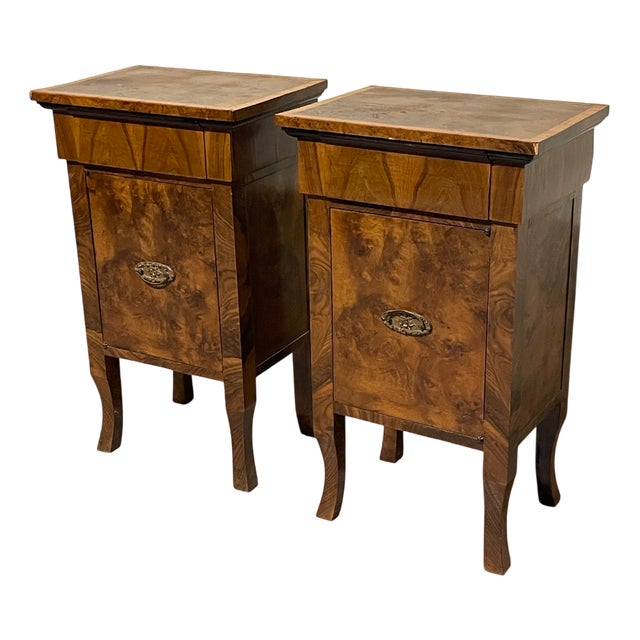 Large Art Deco Italian Bedside Tables, 1930s, Set of 2 For Sale