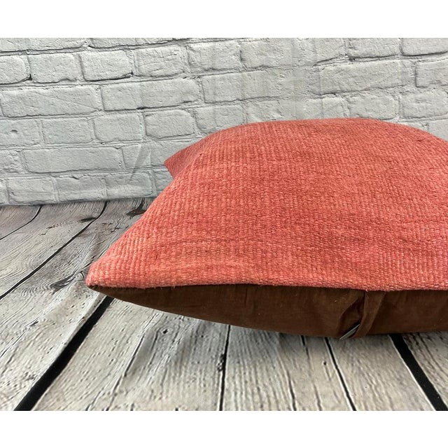 20 x 20 Hemp Pillow Turkish Cushion Natural Pinkish Red Pillow Cushion Cover For Sale - Image 4 of 4