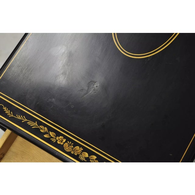 Black Mid 20th Century Drexel Et Cetera Asian Chinoiserie Black Lacquer Small Gateleg Side Table For Sale - Image 8 of 12